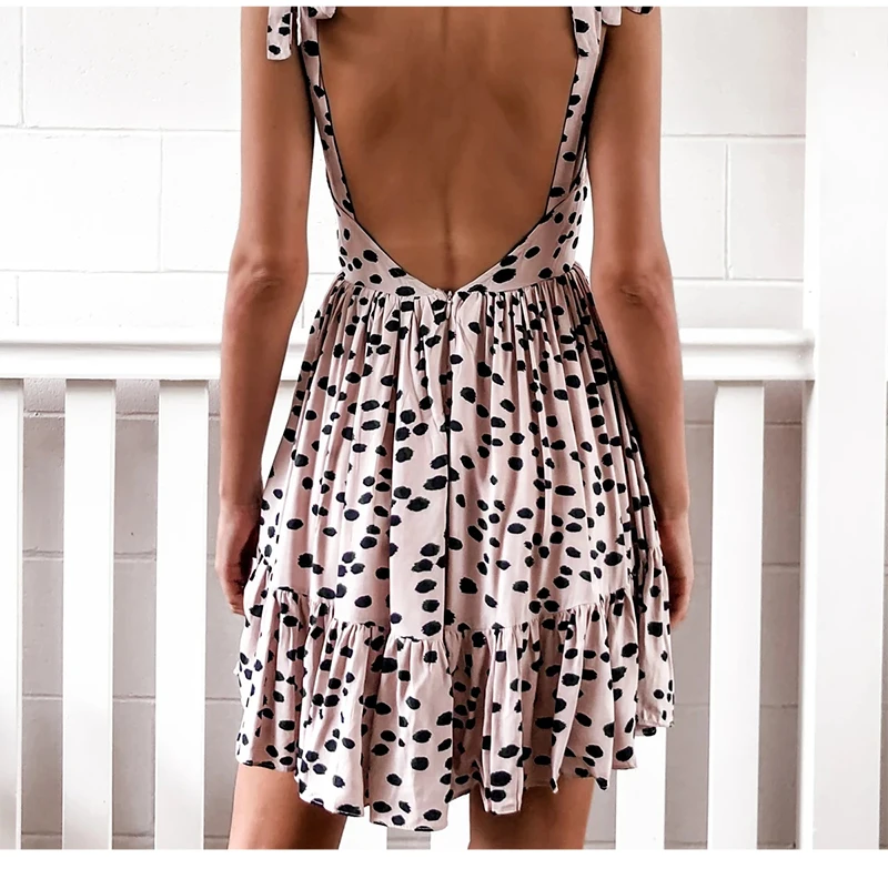 #Blush Vestido corto para mujer,Sexy de verano para playa,con estampado de leopardo,cuello de pico,lunares,rosa y blanco,ropa elegante para fiestas #Blush Vestido corto para mujer,Sexy de verano para playa,con estampado de leopardo,cuello de pico,lunares,rosa y blanco,ropa elegante para fiestas
