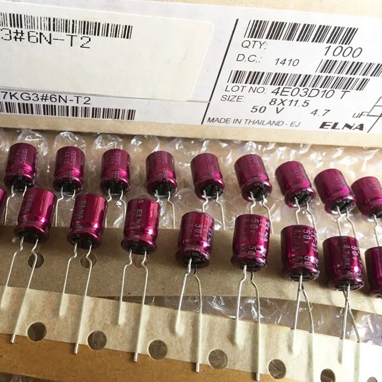 10 шт. Красный конденсатор ELNA RBD 50V4.7UF 8X11.5MM 50В 4 7 мкФ неполярный аудио