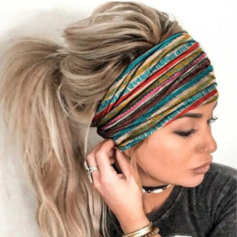 Diademas elásticas de algodón para mujer, ancho para la cabeza, turbante deportivo, novedad|Accesorios para el de mujer| - AliExpress