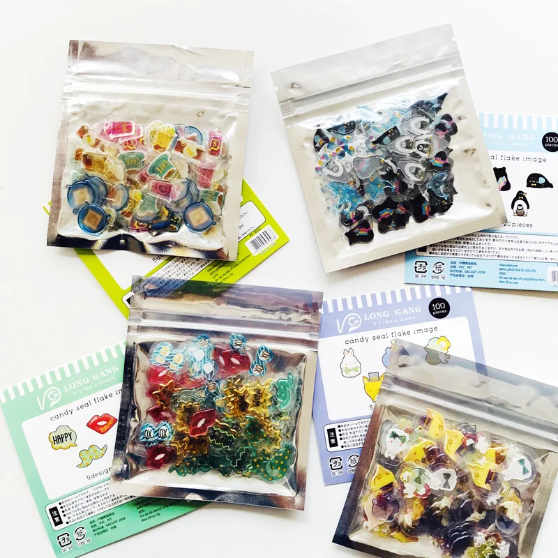 

100 pcs/ Bag Crystal 3D Cafe Red Lip Animals Penguin Dolphin DIY Stickers Decorative Album Stick Label