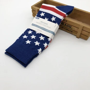 

1 Pair Breathable Casual Printed Middle Tube Men Socks Stars Cotton Blend Fashion Soft Comfortable Non Slip America Flag Stripes