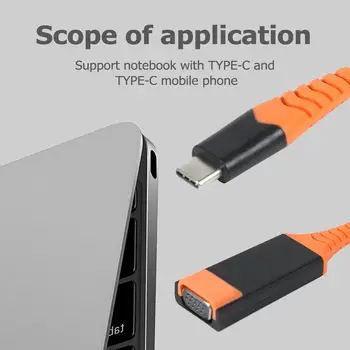 

USB Type-C Converter 1080P HD Video VGA Adapter Connector ABS and PVC Polyvinyl Chloride Elastomer for Projector Monitor