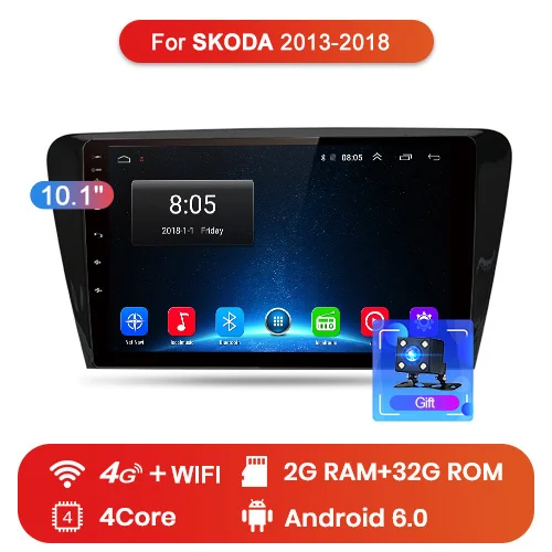 Junsun Штатное Головное устройство For Шкода Октавия 2013- GPS Android 8.1 aвтомагнитола магнитола 2 din автомагнитолы 2DIN Андроид для SKODA Octavia A7 штатная магнитола 2GB+32GB автомобильная мультимедиа - Цвет: 4G (2GB 32GB)