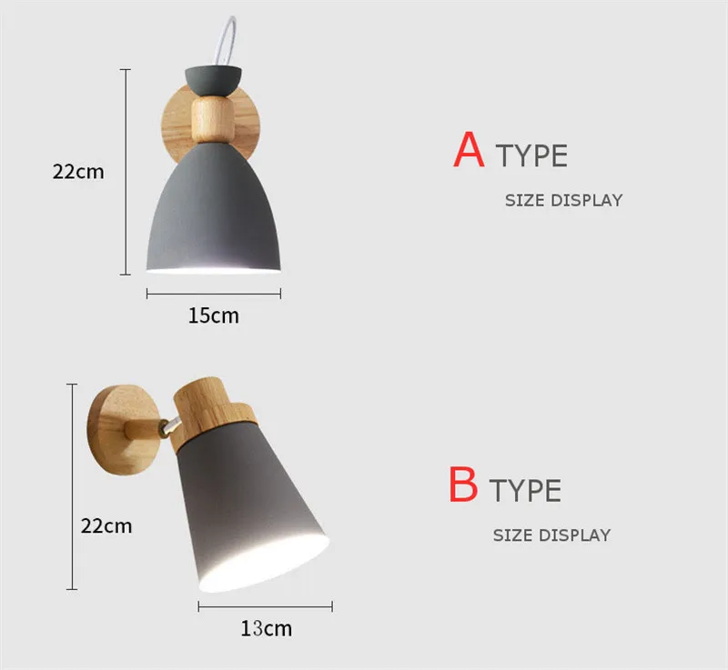 Деревянный настенный светильник s прикроватный Настенный светильник современный настенный светильник для Спальня Nordic мгновенной проявки Macaroon 3 цвета рулевая колонка в E27 AC220V
