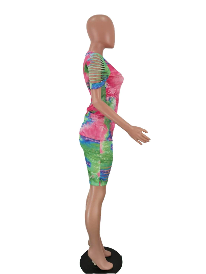 Комплект из двух предметов Adogirl с принтом Tie Dye футболка вырезами и коротким