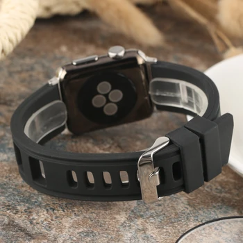 

Practical Watch Band 38/42MM Classic Black Waterproof Durable Silicon Replacement Watches Strap for Apple Watch series 2/3/4