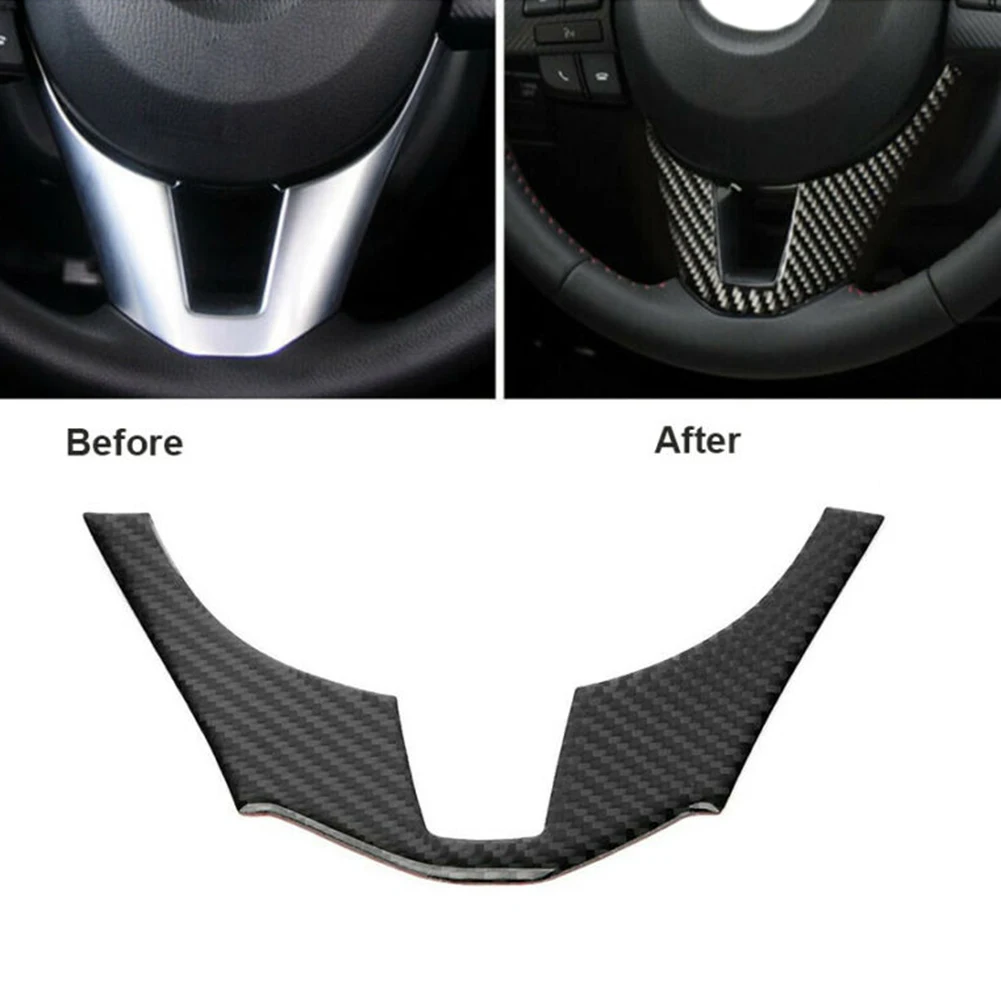 

Carbon Fiber Interior Steering Wheel Trim Cover For Mazda 3 Axela 2014-2016 Sticker Car Styling Decor Accessories