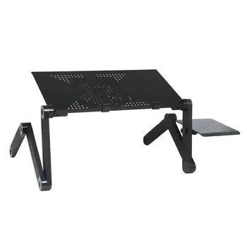

360-Degree Rotation Multifunctional Portable Folding Table with Fan & Mouse Black
