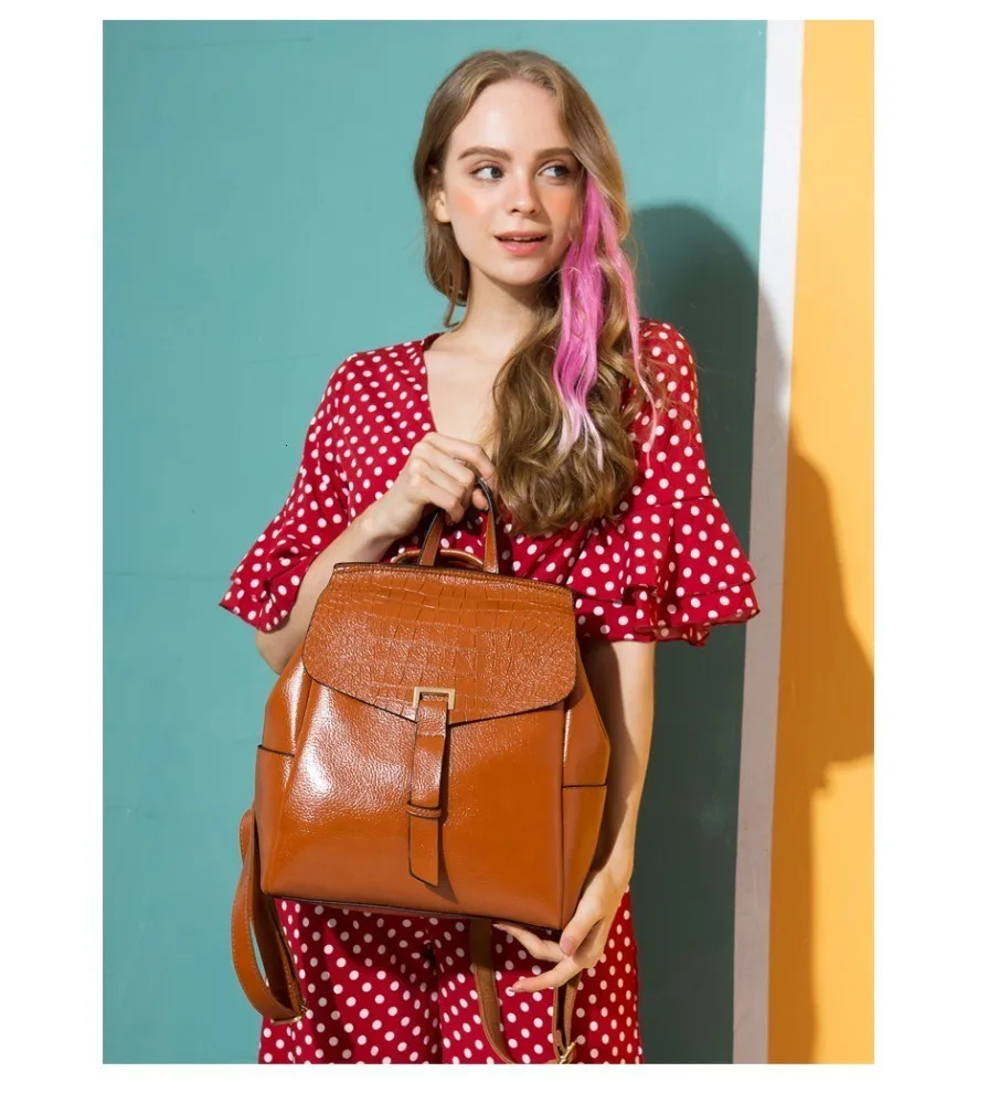 Herald Модные Качественные кожаные женские рюкзаки с узором «крокодиловая кожа», женские сумки на плечо, Одноцветный школьный рюкзак для девочек-подростков