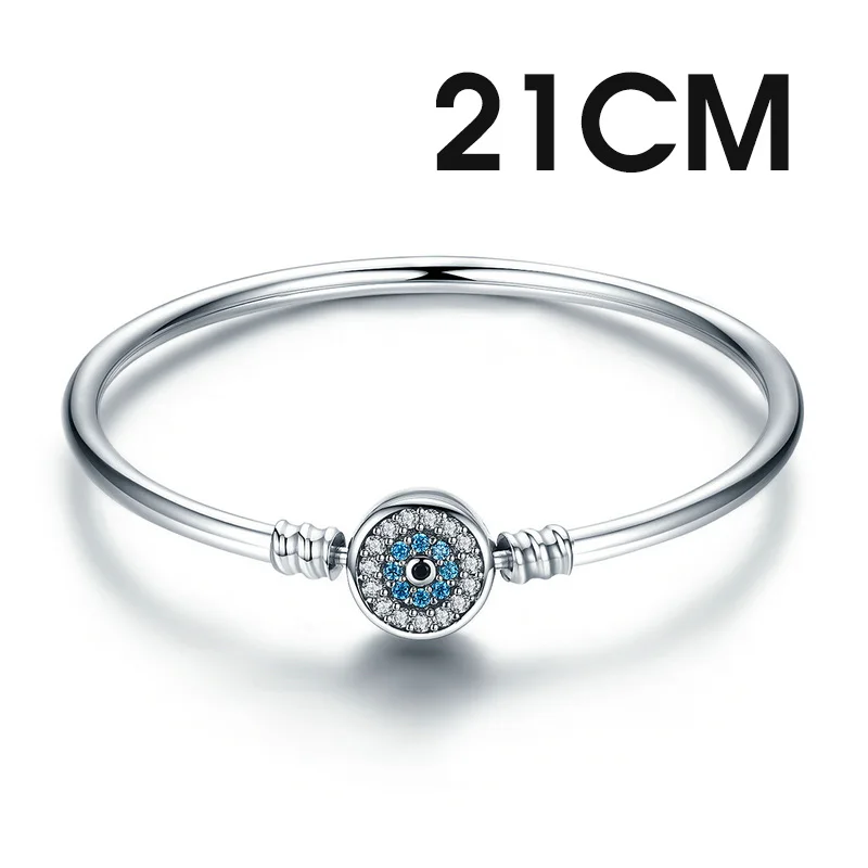 21CM BISAER, 925 пробы, серебряный, Pulseira, браслеты со снежинкой, 925, сердце, змея, цепь, застежка, femme, серебряный браслет для женщин, ювелирное изделие - Окраска металла: 21CM