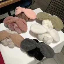 Женская забавная повязка на голову, зимние наушники из искусственного меха, повязка на голову с заячьими ушками, теплые плюшевые, вечерние, модные, для досуга, оригинальные, повседневные