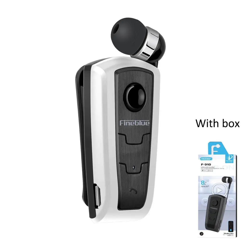 Withe with box Fineblue F910 беспроводной Bluetooth 4,0 зажим для шеи Телескопический Тип гарнитура в деловом стиле Вибрация износа клип спортивные стереонаушники UM - Цвет: Withe with box