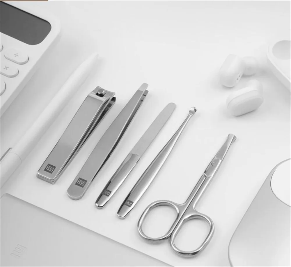 Newest Xiaomi Huohou 5pcs Nail Clippers Nose Hair Trimmer Portable Travel Hygiene Kit Stainless Steel Nail Cutter Tool Set (2)