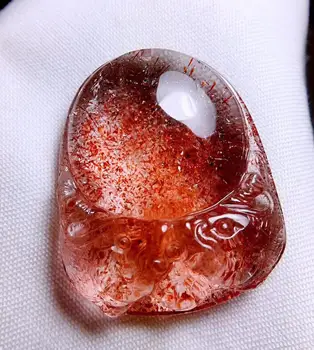 

Certificate Natural Red Super Seven Lepidocrocite Rutilated Quartz Crystal Pendant 34x29x11mm Gemstone Crystal Paw Carved AAAAA