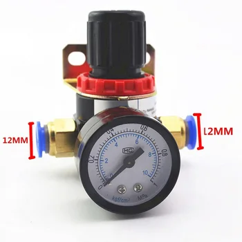 

75x40x40mm 1/4PT Pressure Gauge Pneumatic Compressor Air Control Regulator Valve