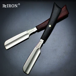 Riron Professional Barber Feather Razor With Ebony Handle Stainless Steel Folding Holder Shaving And Hair Removal Knife Tool