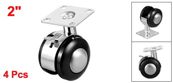 uxcell 1.5 Inch 2 Inch Furniture Casters Wheels Replacement Alloy Plastic Twin Wheel Top Plate Mount Swivel Caster