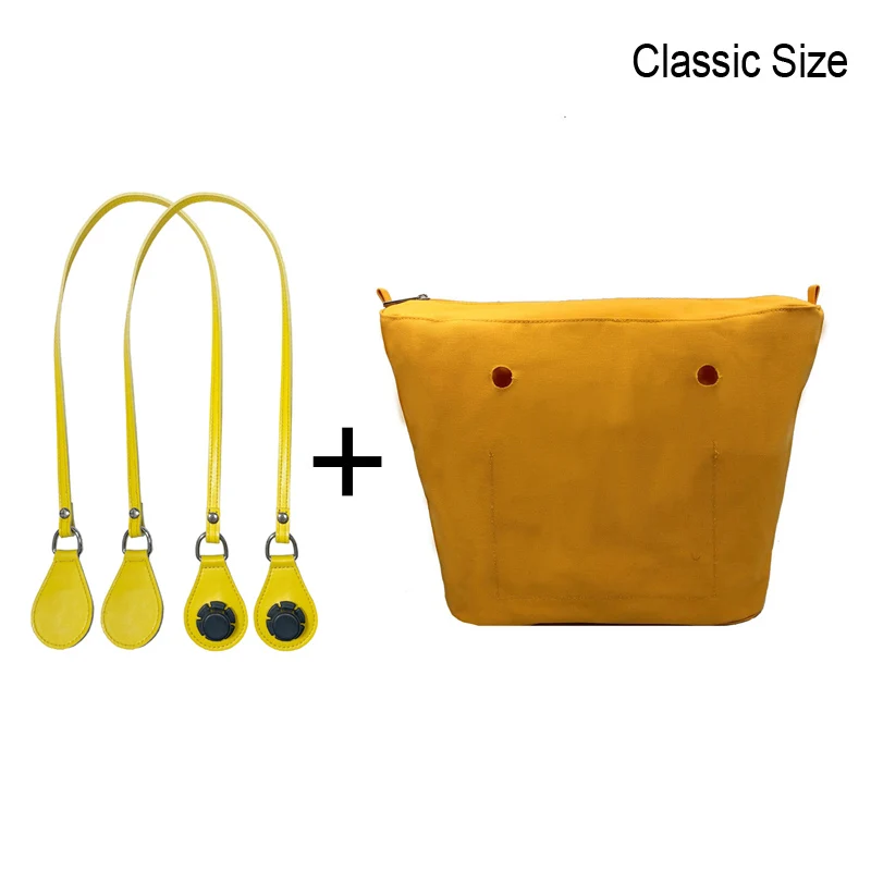 1set 85cm Long Microfiber Leather Handles with Canvas Floral Insert Inner Pocket for Classic Mini Obag O Bag Women Handbag 