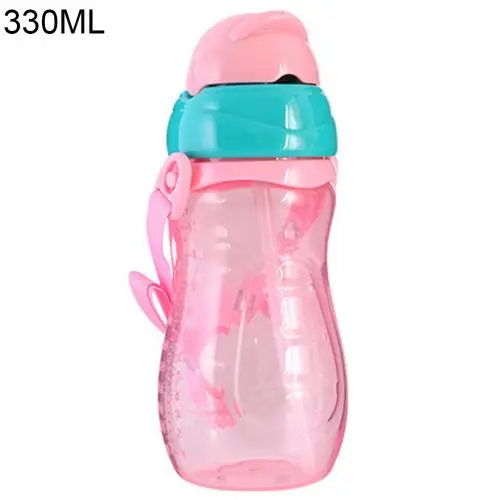 Pink 330ml 260/330 мл портативная новорожденная детская бутылка для воды герметичная ПП Питьевая соломинка для бутылки для воды чашка с ручками - Цвет: Pink 330ml