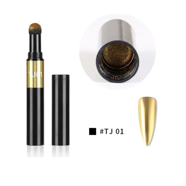 Nail Art Glitter Mirror Powder Air Cushion Magic Pen  Effect Chrome Pigment For Decorations UV Gel Polish Dust Nail Decor TJ-01