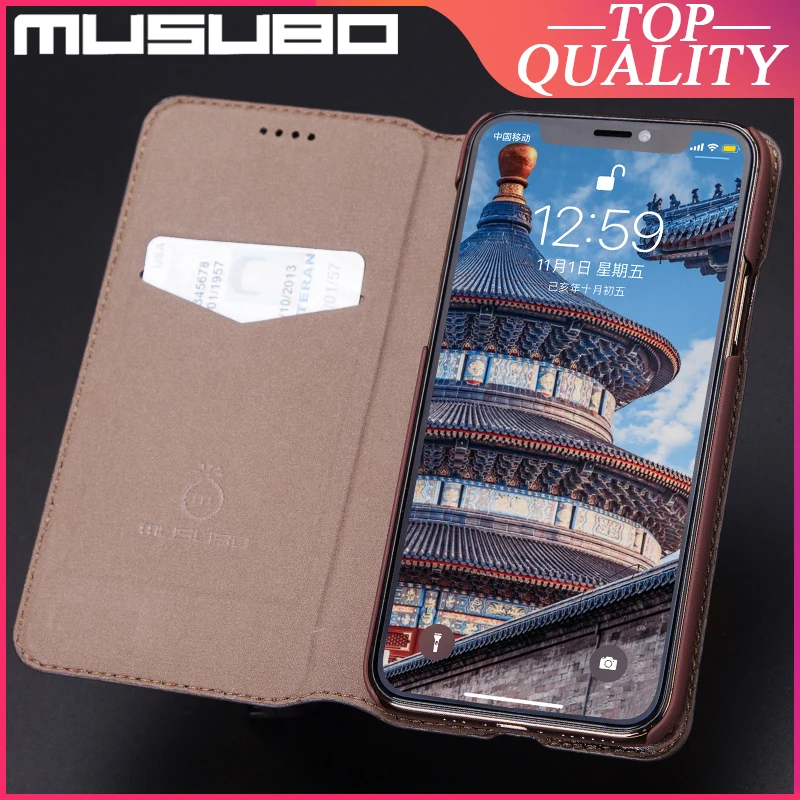 Роскошные Чехлы Musubo с откидной крышкой для iPhone 11 Pro Max XS XR 7 Plus 8 чехол из