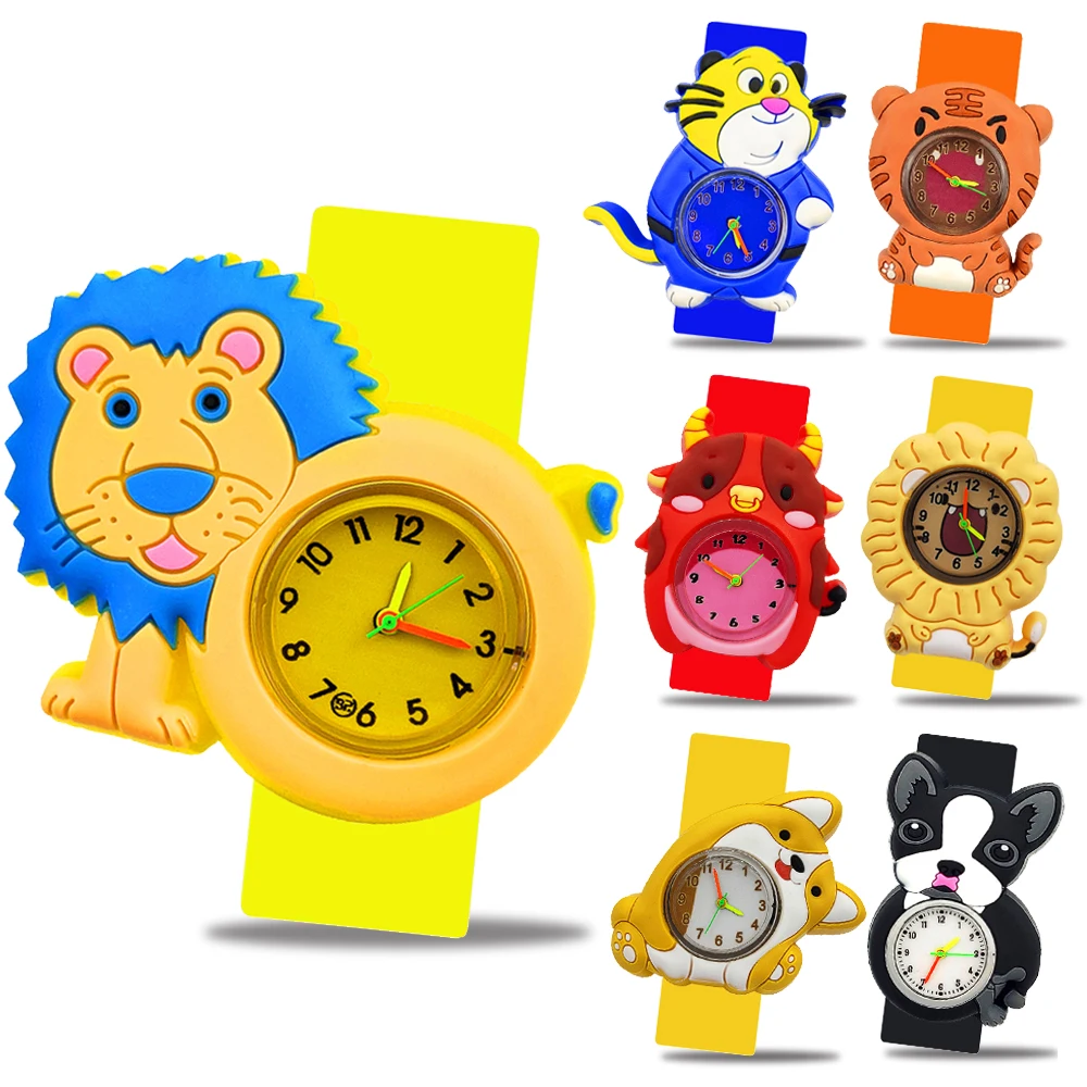 

High Quality wholesale Children Watch Baby Bracelet Dog/Lion/Tiger/Panda Toys Girls Boys Unisex Kids Slap Watches Clock Gift