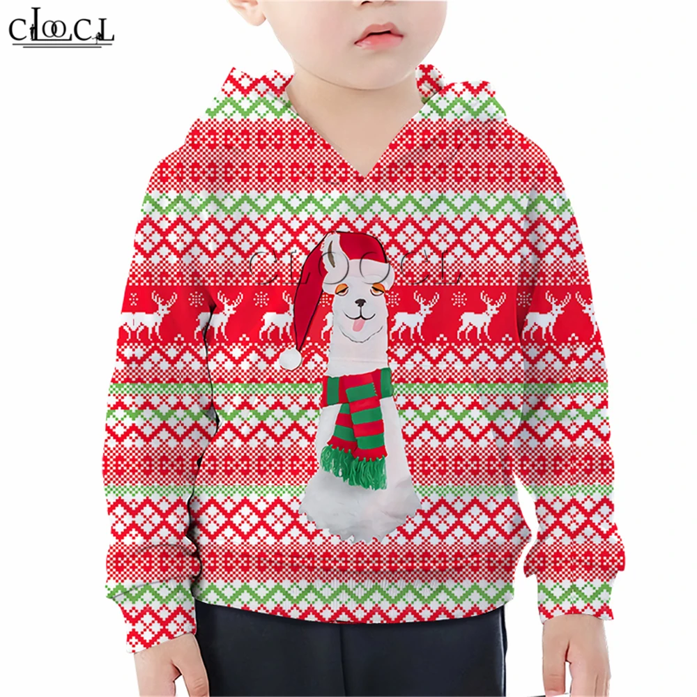  Merry Christmas Boy Girl Children T Shirts Print Jingle Bell Xmas Snowman Alpaca Sweatshirt Cartoon