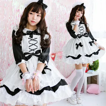 

Cosplay lolita maid sweet lolita dress vintage lace bowknot peter pan collar victorian dress kawaii girl gothic lolita op loli