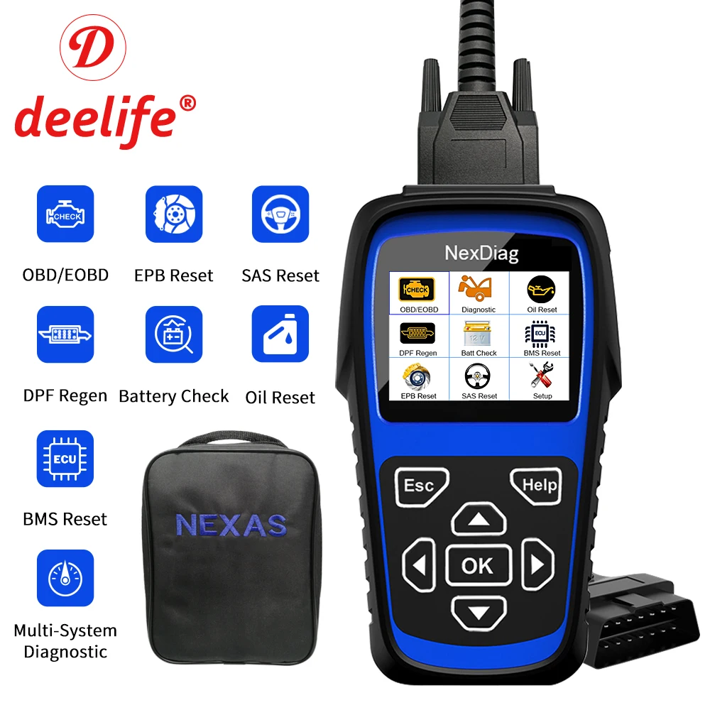 Deelife OBD2 сканер средство диагностики двигателя подушка безопасности ABS SRS масляный