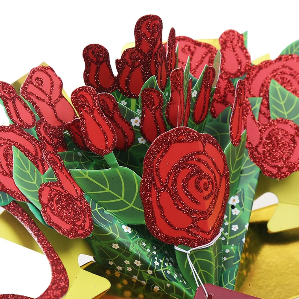  Color Printing Stereo Invitation Card Valentine's Day Gift With Gold Powder Rose Greeting Card Than - 4000258691302