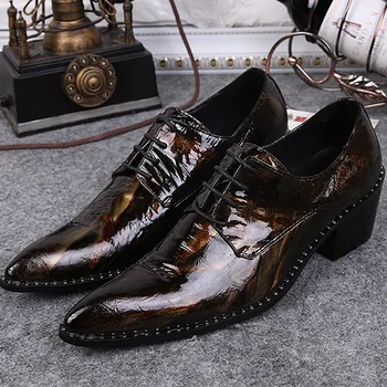 

Shoes Male Fashion Genuine Leather British Style Slip-on Pointed Metal Toe Loafers Men Full Grain Leather Cow Leather Rubber