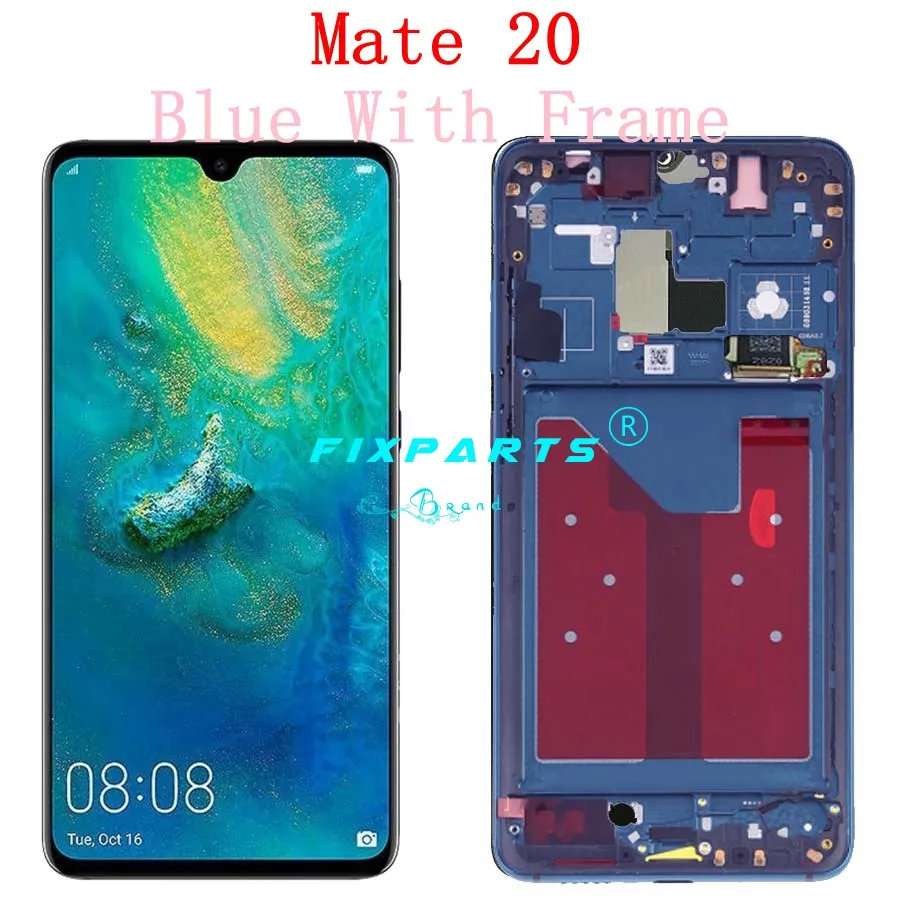 Huawei mate 20 Pro lcd дисплей кодирующий преобразователь сенсорного экрана в сборе ремонт mate 20 X huawei mate 20 lcd mate 20 Pro экран - Цвет: Mate20 Blue Frame