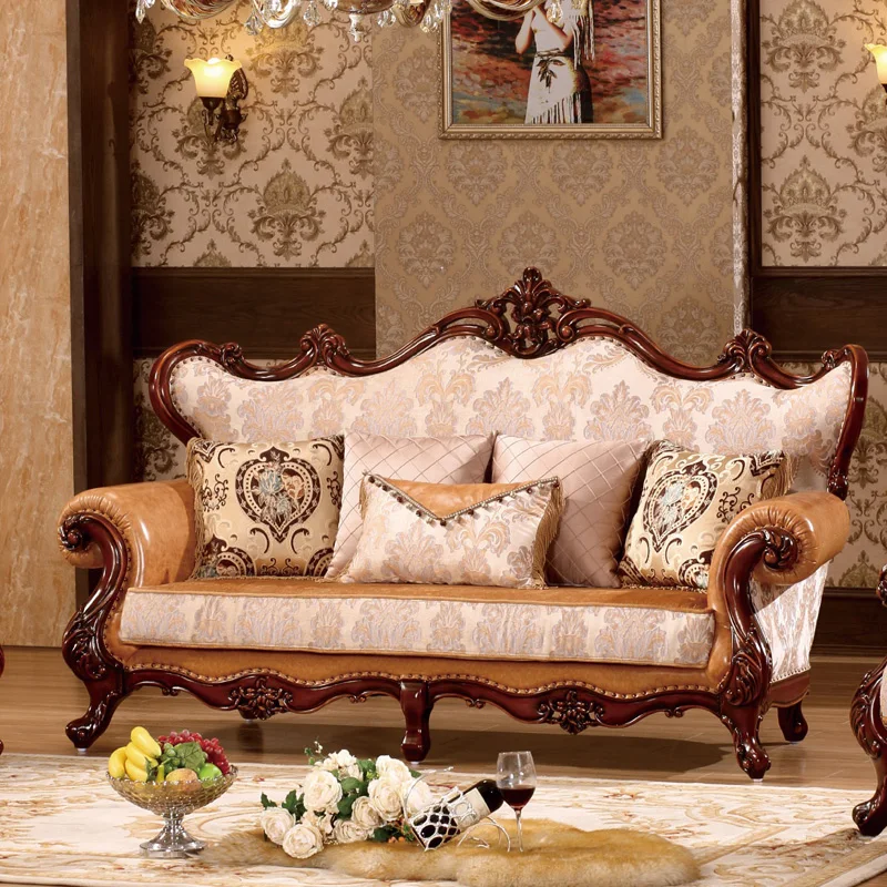 3 Seater Sofa Королевская Классическая тканевая мебель, набор диванов для салона канапе в стиле амеликаин WA714 - Цвет: 3 Seater Sofa