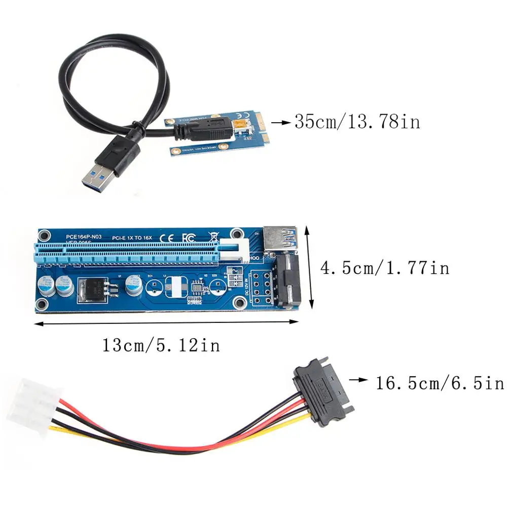 

Mini PCI-E 1x to 16x PCI Extender Riser Card USB 3.0 PCI-e Extension Adapter with SATA 15pin to 4pin Power Cable Au13 19 Droship