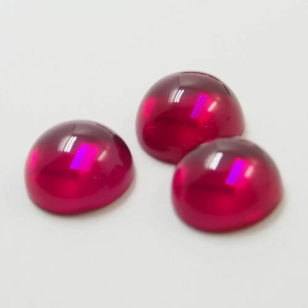 

12mm 10 Piece/a lot Best Quality Round Flatback Synthetic Ruby Gemstone Cabochon Corundum For Jewelry
