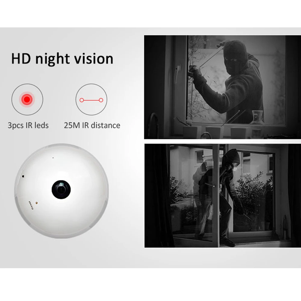  INQMEGA 960P Wifi Camera IP 360 Security Lamp Panoramic Bulb CCTV Video Surveillance Fisheye HD Nig - 4.00015E+12