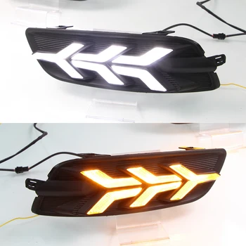 

CSCSNL 1 Pair LED Daytime Running Light Dynamic Turn Yellow Signal Car DRL Fog Lamp For NISSAN Teana 2011 2012