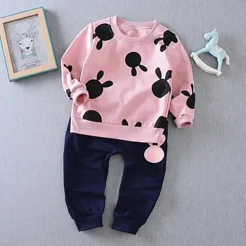 

2pcs Autumn Cute Cotton Suit Set Comfortable Breathable Soft and Elastic Toddler Kids O-Neck Pullover Sweatshirt Pants