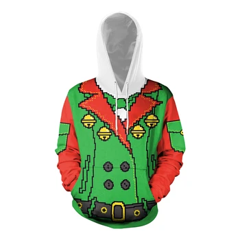 

Christmas day new cosplay 3D pattern pullover loose hoodie Halloween Christmas night fashion bell pattern sweater play clothing