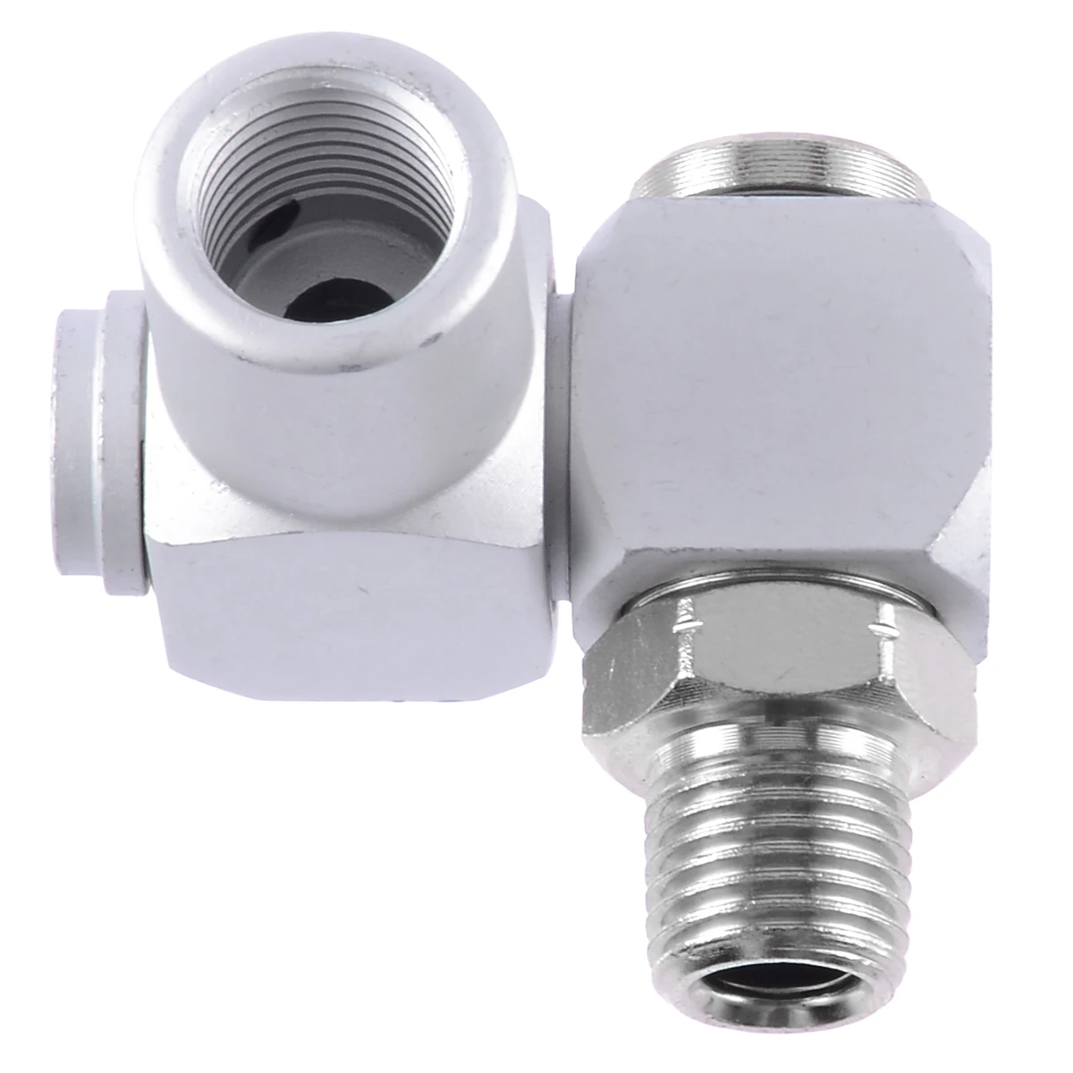 1/4Aluminum 360° Swivel Air Hose Connector Adapter Fitting Tool Coupler Silver 