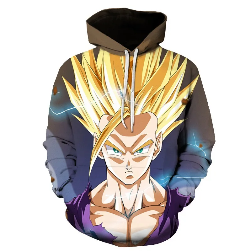 Черный Dragon ball толстовки мужские толстовки Осенняя модная одежда мультфильм анимация Печать Досуг Свободное пальто европейский размер - Цвет: Черный