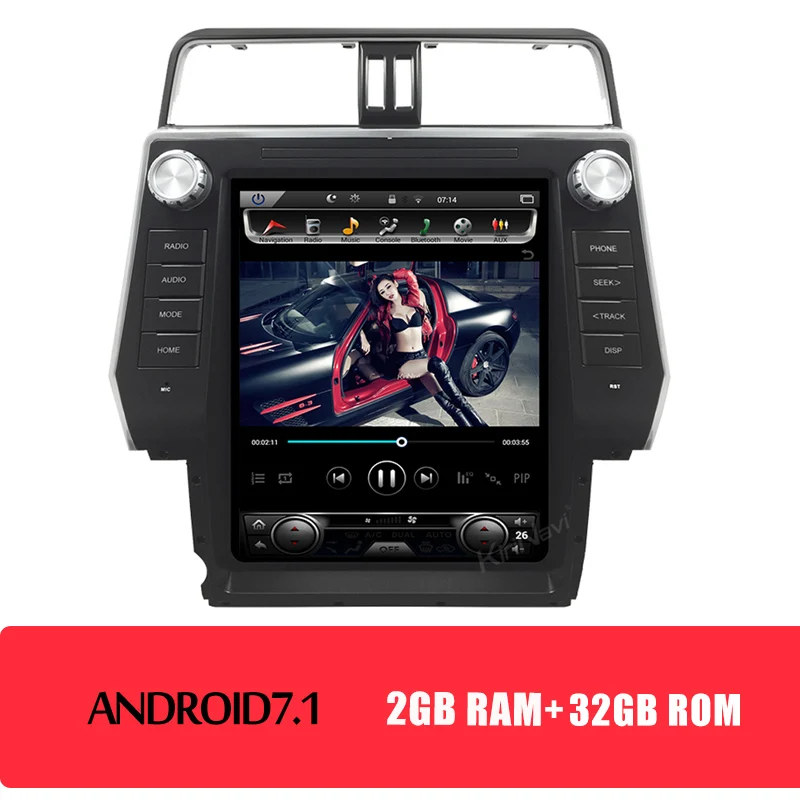 KiriNavi 12," телса стиль вертикальный экран Android 8,1 Автомагнитола gps навигация для Toyota Prado автомобильный DVD мультимедийный плеер wifi - Цвет: Android Car Radio