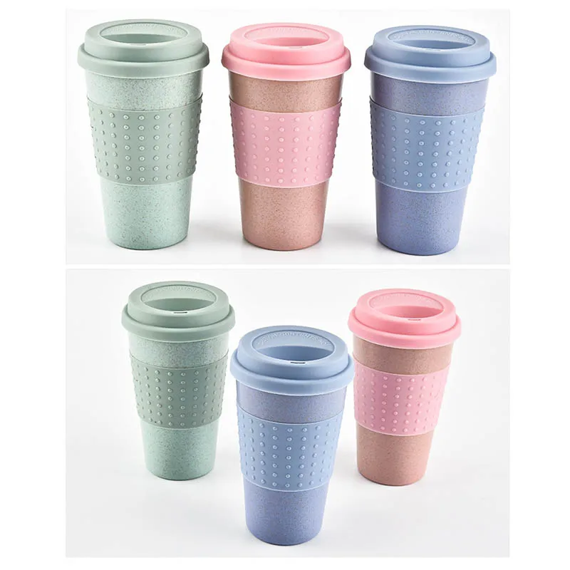 Новая пластиковая пшеничная соломенная кофейные кружки для поездок кофейная чашка с крышкой для путешествий легкая в использовании компактная кружка для кемпинга туризма пикника