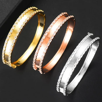 

missvikki Brand Luxury Noble Bangle for Women Bridal Wedding Engagement Party Show Jewelry Cubic Zirconia Micro Paved Full Stone