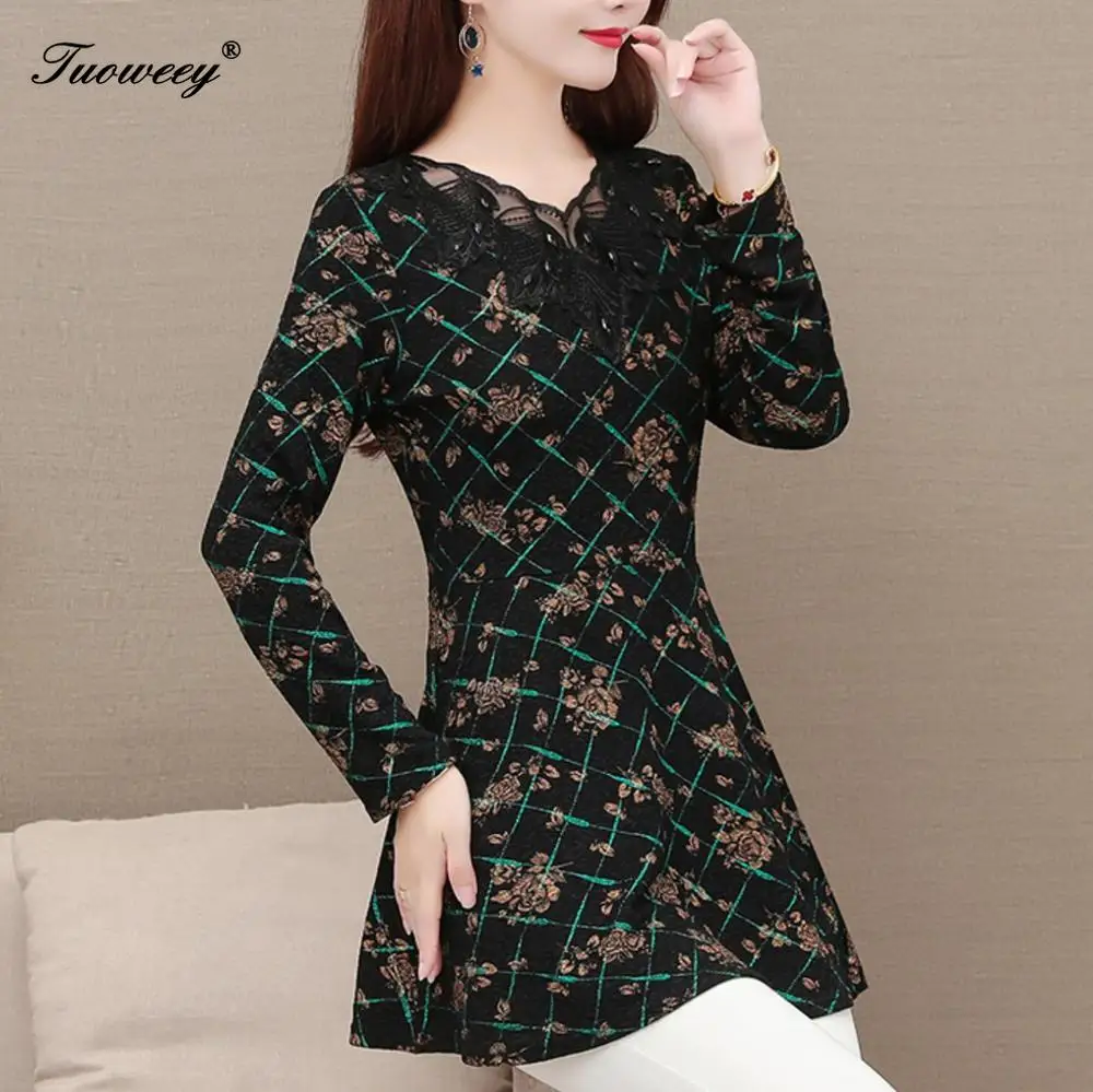 

New Arrival Fashion autumn style long sleeve floral casual Shirt Female Casual see through Plus Size elegant Printed Blouse
