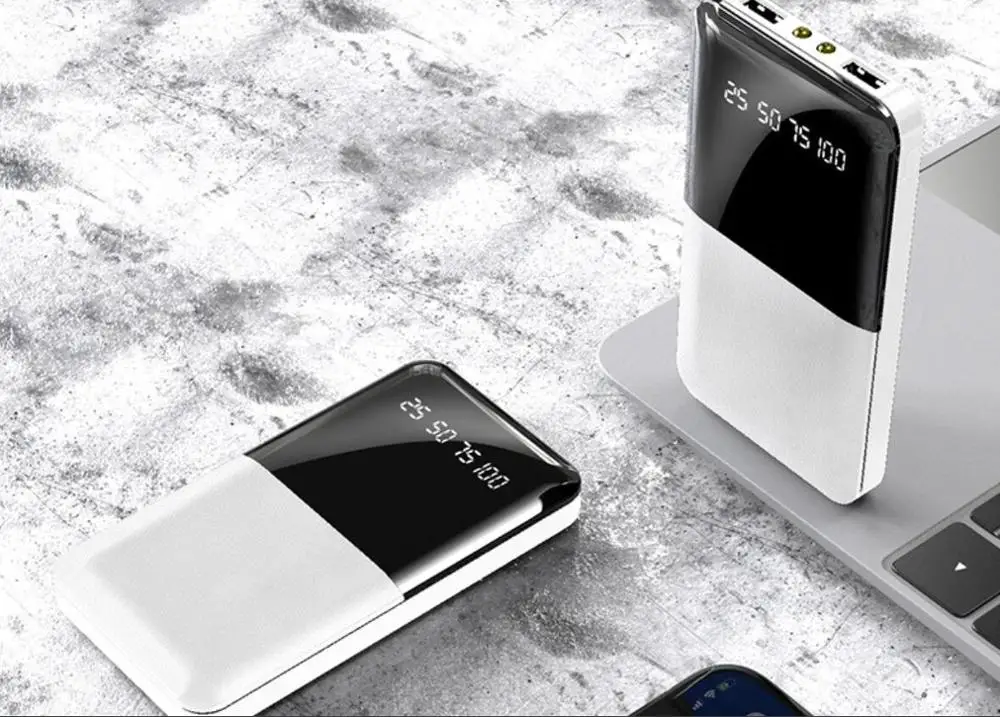 10000 мАч power Bank для Xiaomi mi iPhone huawei mi ni Pover Bank светодиодный портативное зарядное устройство с дисплеем Внешняя батарея Poverbank Быстрая зарядка - Цвет: Белый