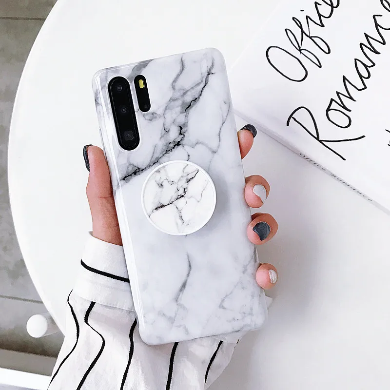 2 Для huawei P30 P20 mate 20 Lite Pro Nova 4e 3 мягкий мраморный силиконовый ТПУ чехол для телефона с подставкой держатель для телефона задняя крышка бампера - Цвет: 2
