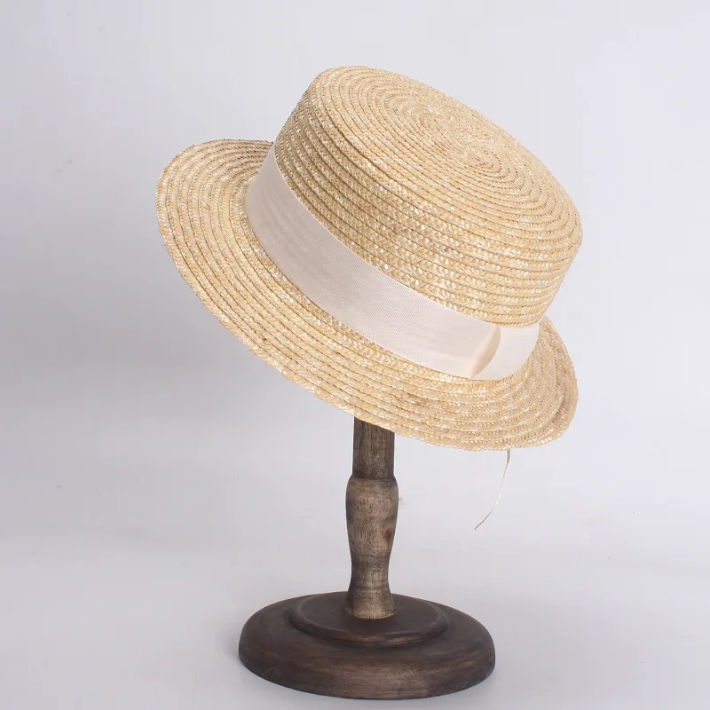 Classic Flat Straw Hat For Women UV Protection Sun Hat Vacation Ladies Beach Hats Spring Summer 4
