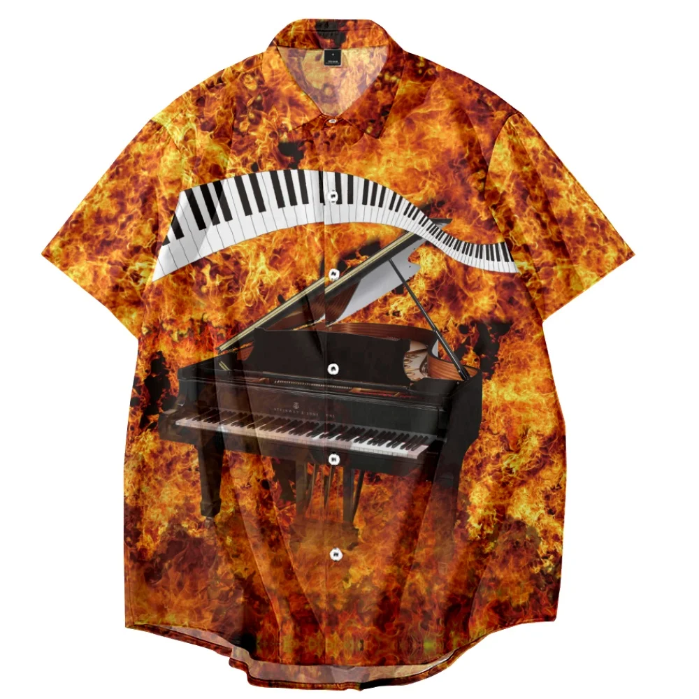 Tuner DJ Bar Summer Men Printed Shirt Short Sleeve Lapel Button Streetwear Chic Loose Clothing Mens Hawaiian Shirts Vacation 2