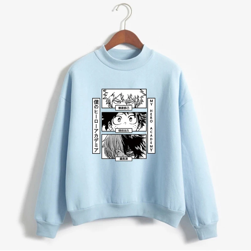 Женская Аниме Толстовка Kawaii My Hero Академия Bakugou Boku No Kacchan принт водолазка флисовая